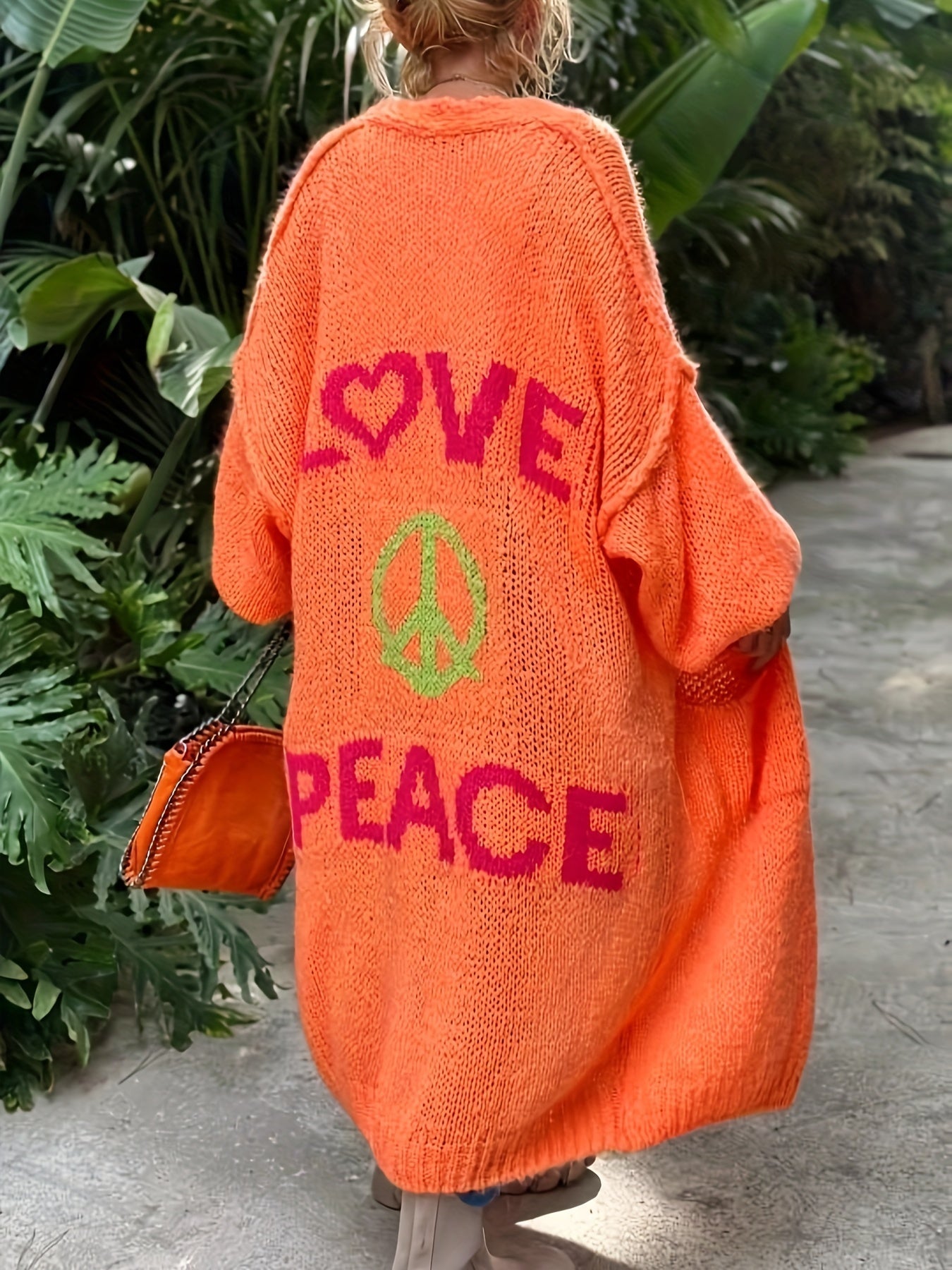 Peacy™ – Strickjacke mit Peace and Love Aufdruck