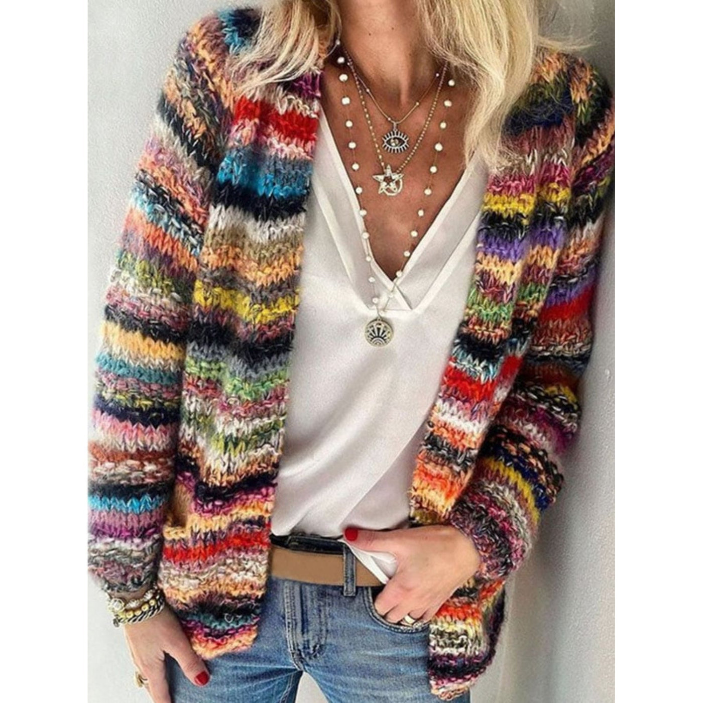 Griselda™ | Lebhafter Strickcardigan in Multicolor für einen Lässigen und Chic Stil