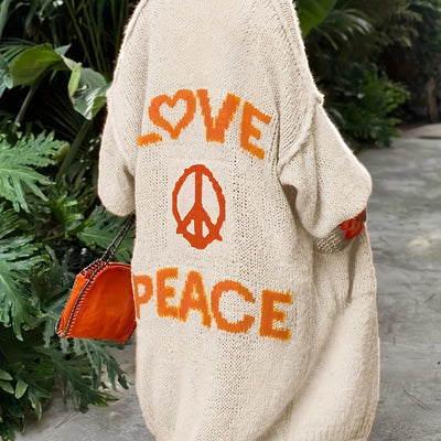 Peacy™ – Strickjacke mit Peace and Love Aufdruck