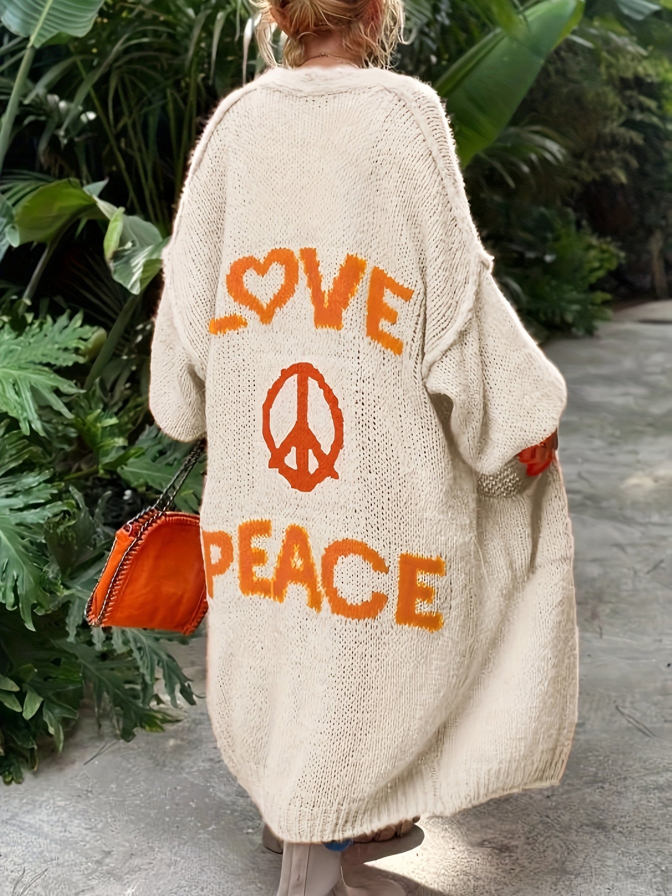 Peacy™ – Strickjacke mit Peace and Love Aufdruck