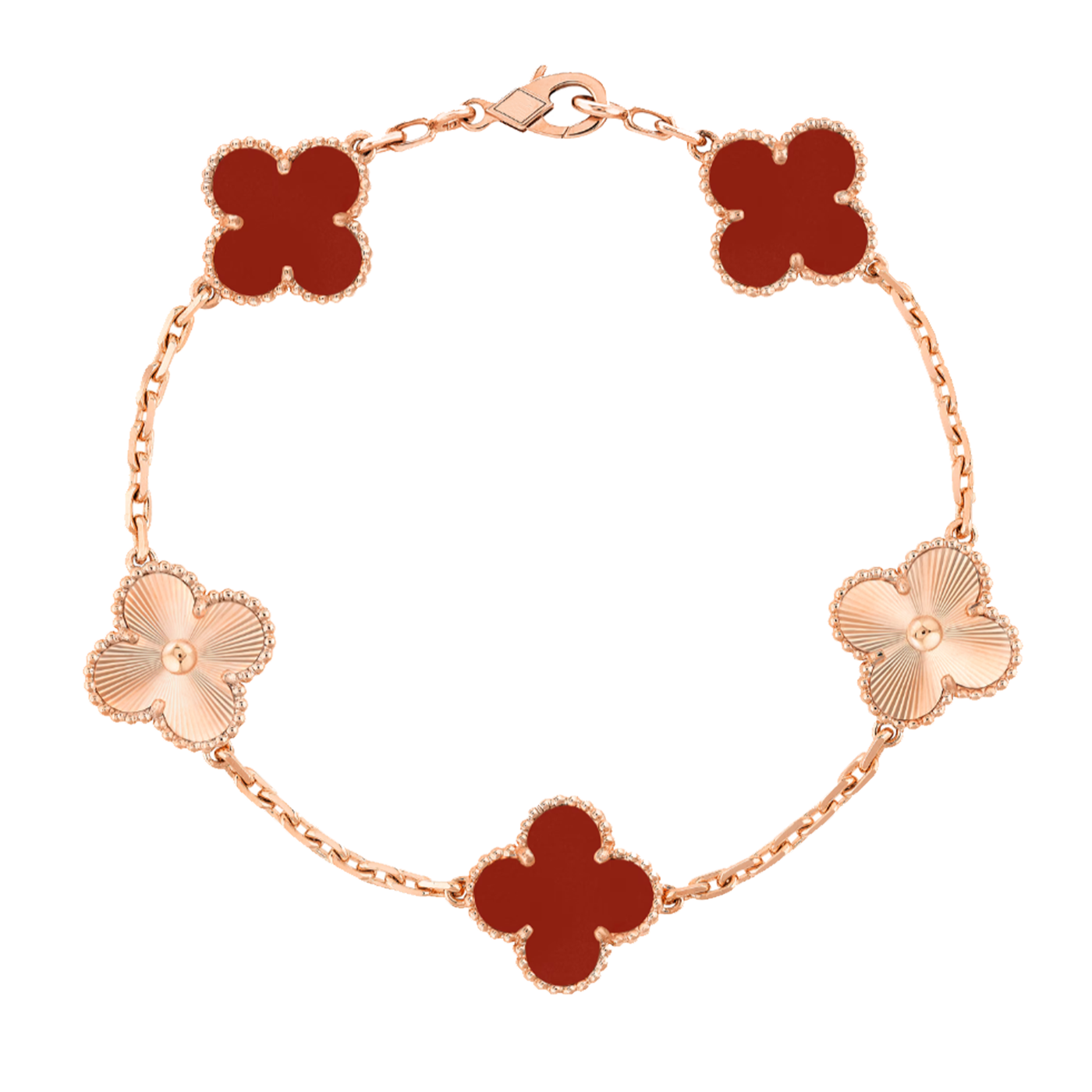 Bracelet Ambre - Or Rose / Motif Rouge