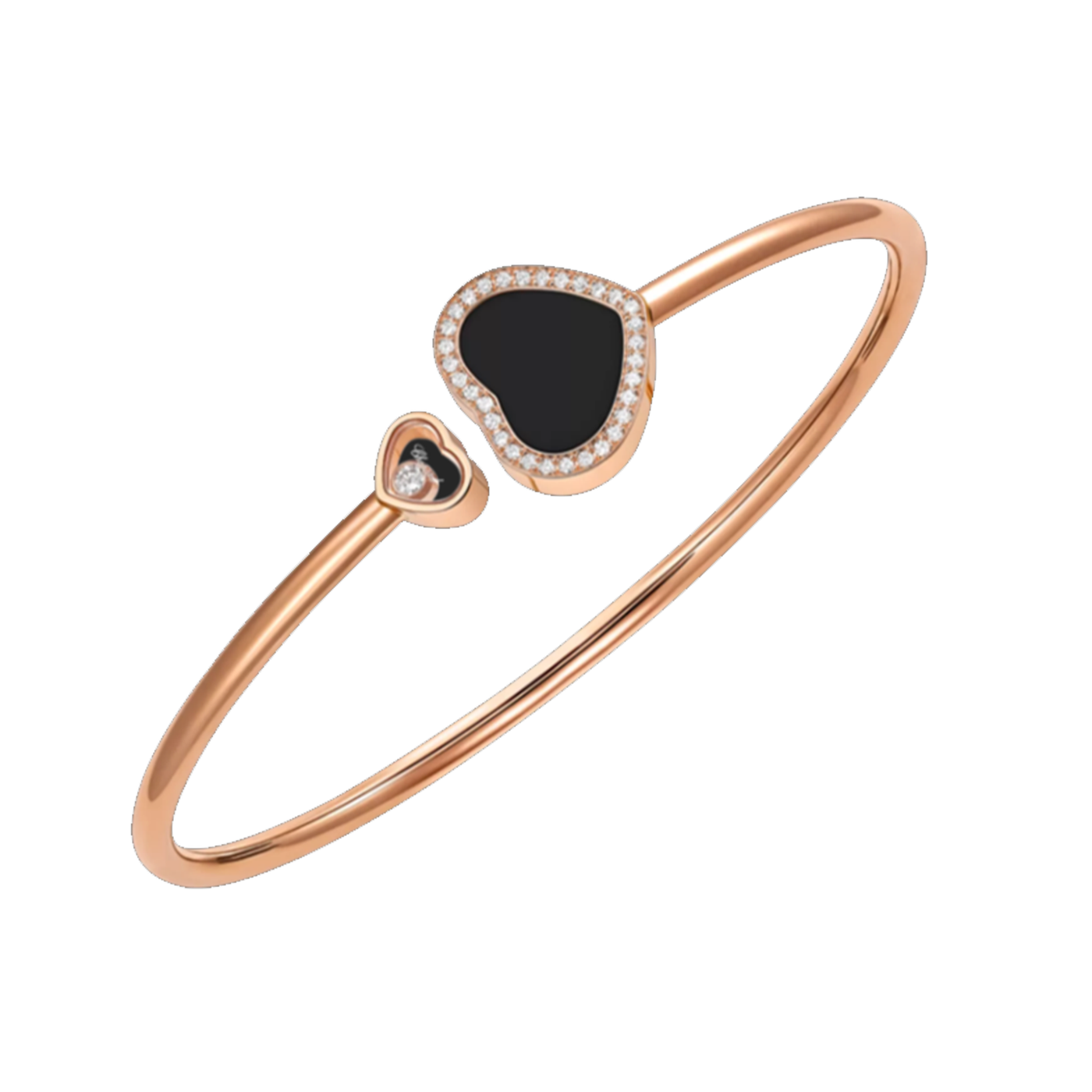 Bracciale rigido a forma di cuore: oro rosa nero