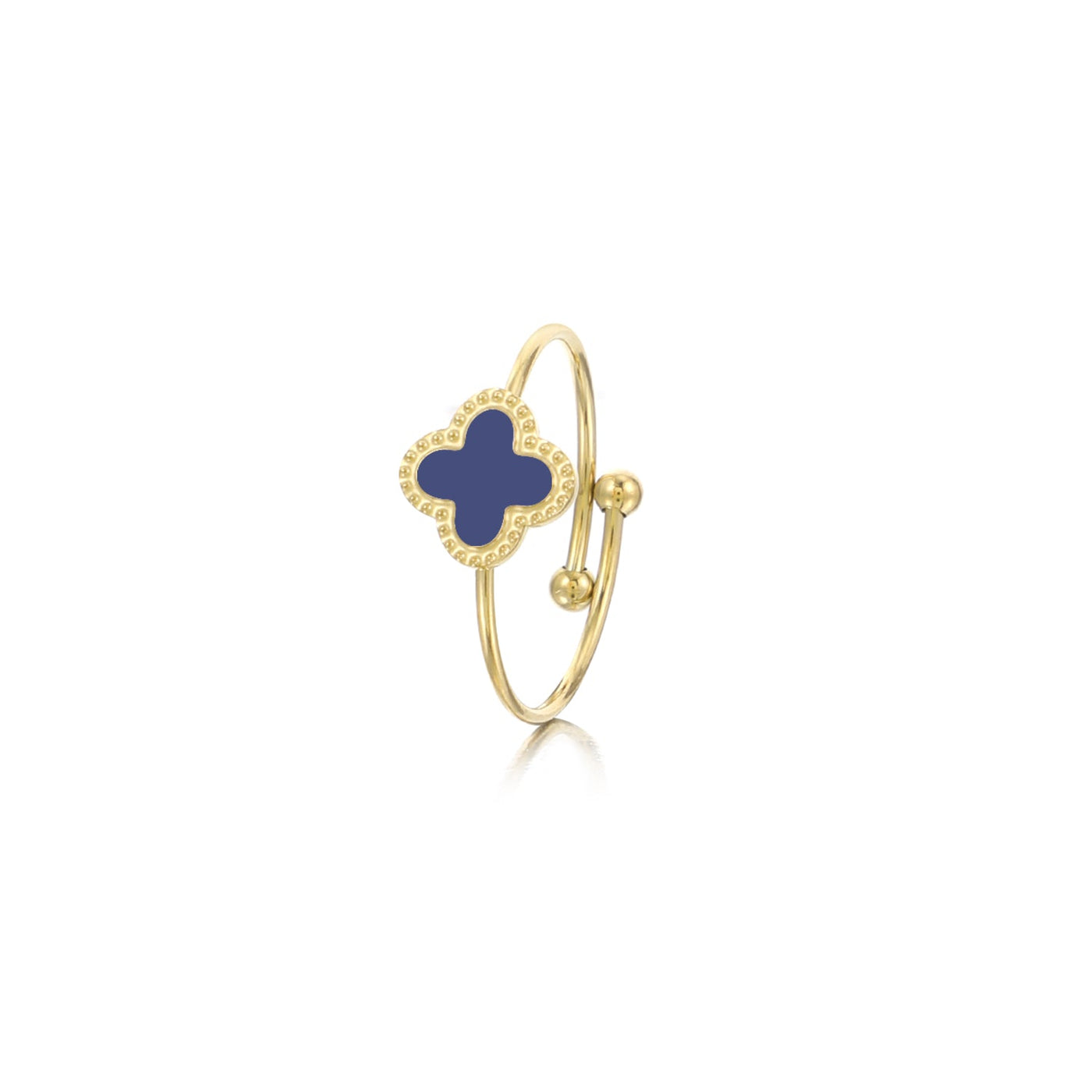 Ring Kleeblatt Gold/blau