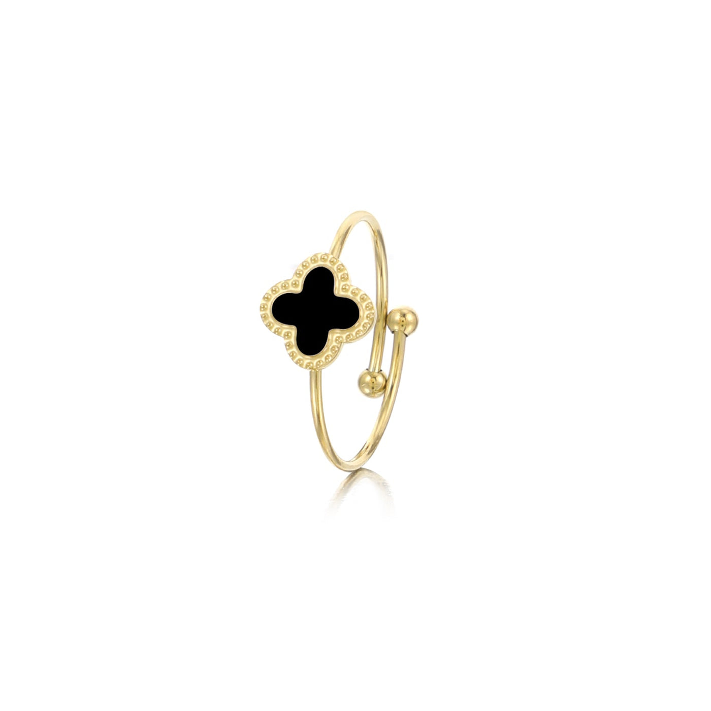 Ring Kleeblatt Gold/schwarz