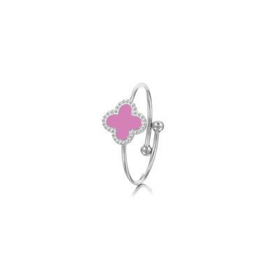 Ring Kleeblatt Silber/rosa