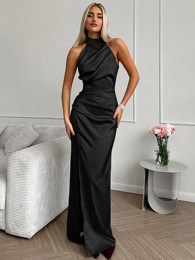 Mindy™ | Elegantes Halter-Kleid mit hohem Schlitz