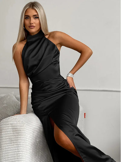 Mindy™ | Elegantes Halter-Kleid mit hohem Schlitz