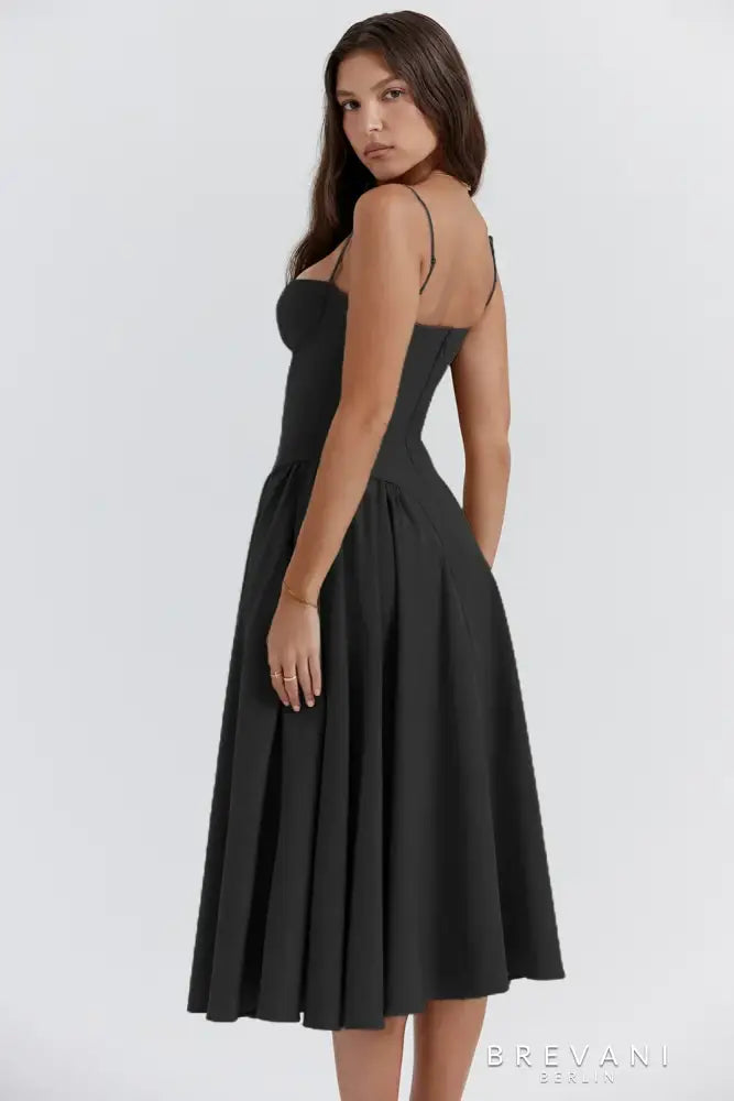 Acantha™ | Robe midi sans manches avec corset - Coupe attractive