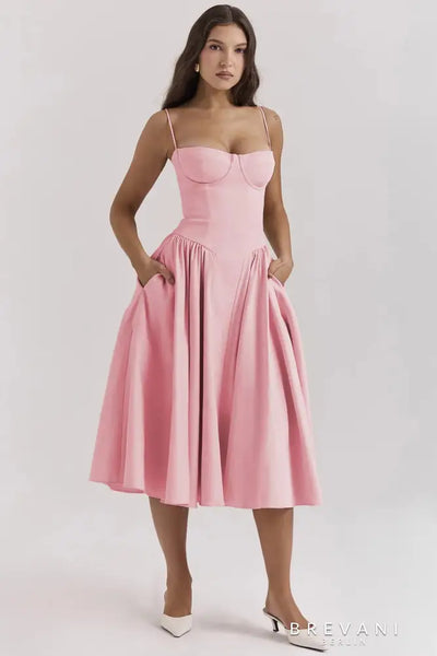 Acantha™ | Robe midi sans manches avec corset - Coupe attractive