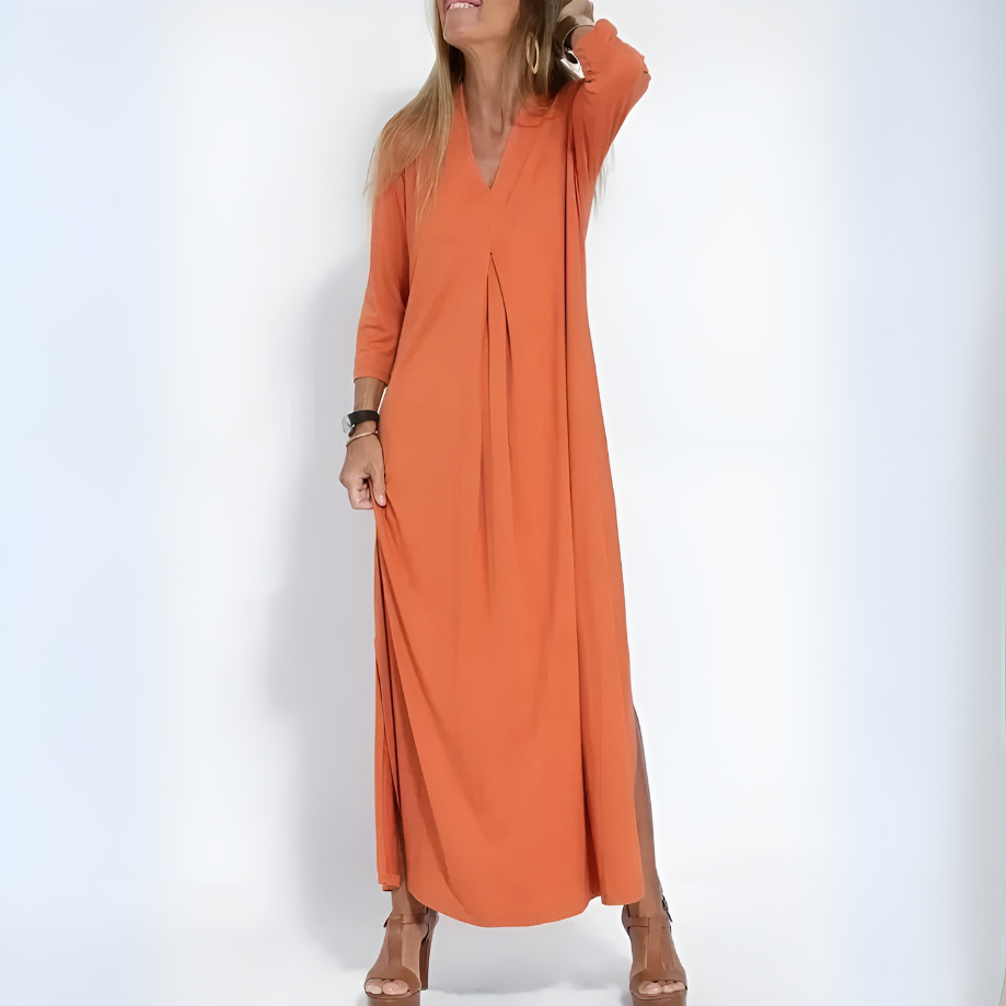 Brigitte™ | Robe longue élégante à manches trois-quarts fluides