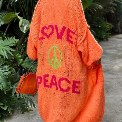 Peacy™ – Strickjacke mit Peace and Love Aufdruck