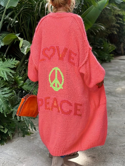 Peacy™ – Strickjacke mit Peace and Love Aufdruck