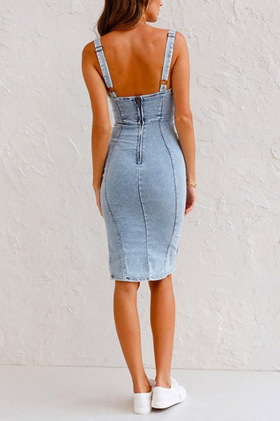 Jarra™ | Denim-Kleid mit verstellbaren Schulterträgern