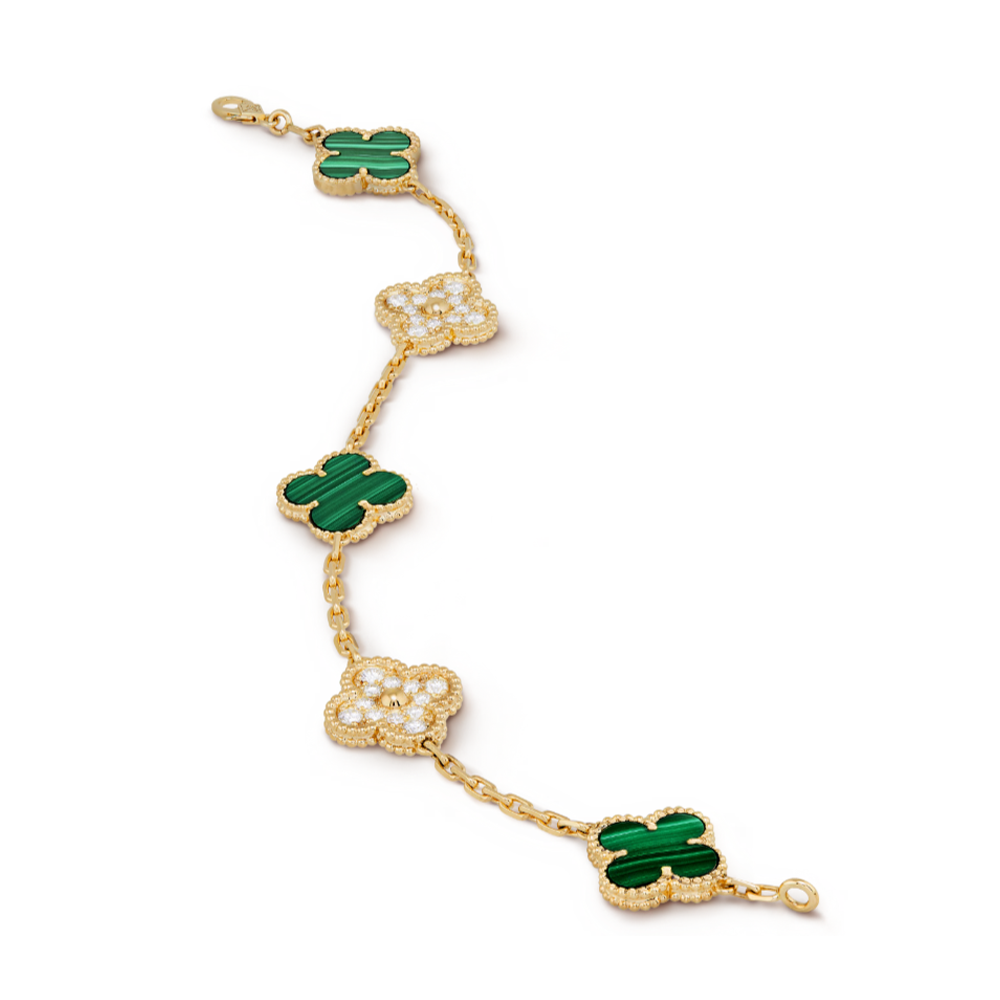 Bracelet Ambre - Or / Diamant Vert