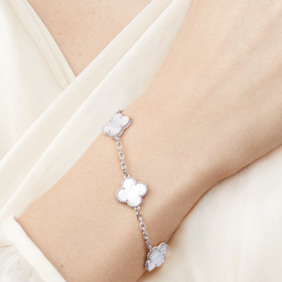 Bracelet Ambre - Argent / Blanc