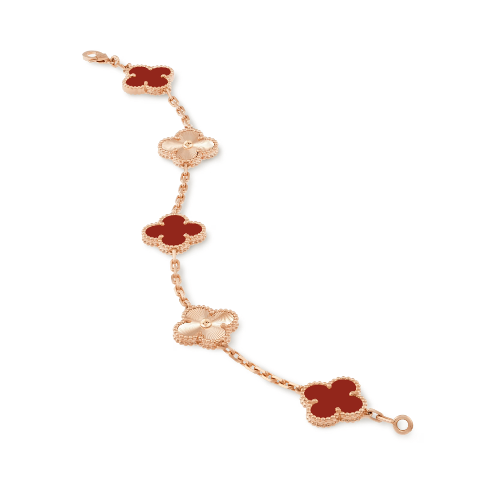 Bracelet Ambre - Or Rose / Motif Rouge