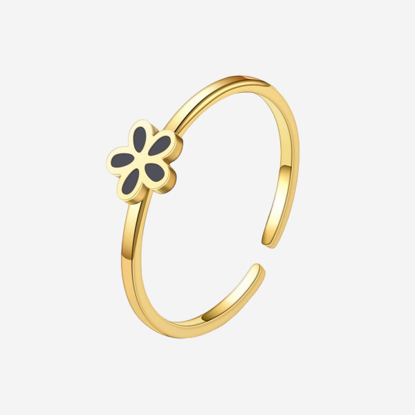 BLACK FLOWER RING